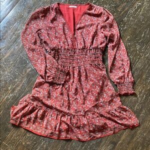 Max Studio Red Floral Long Sleeve Dress